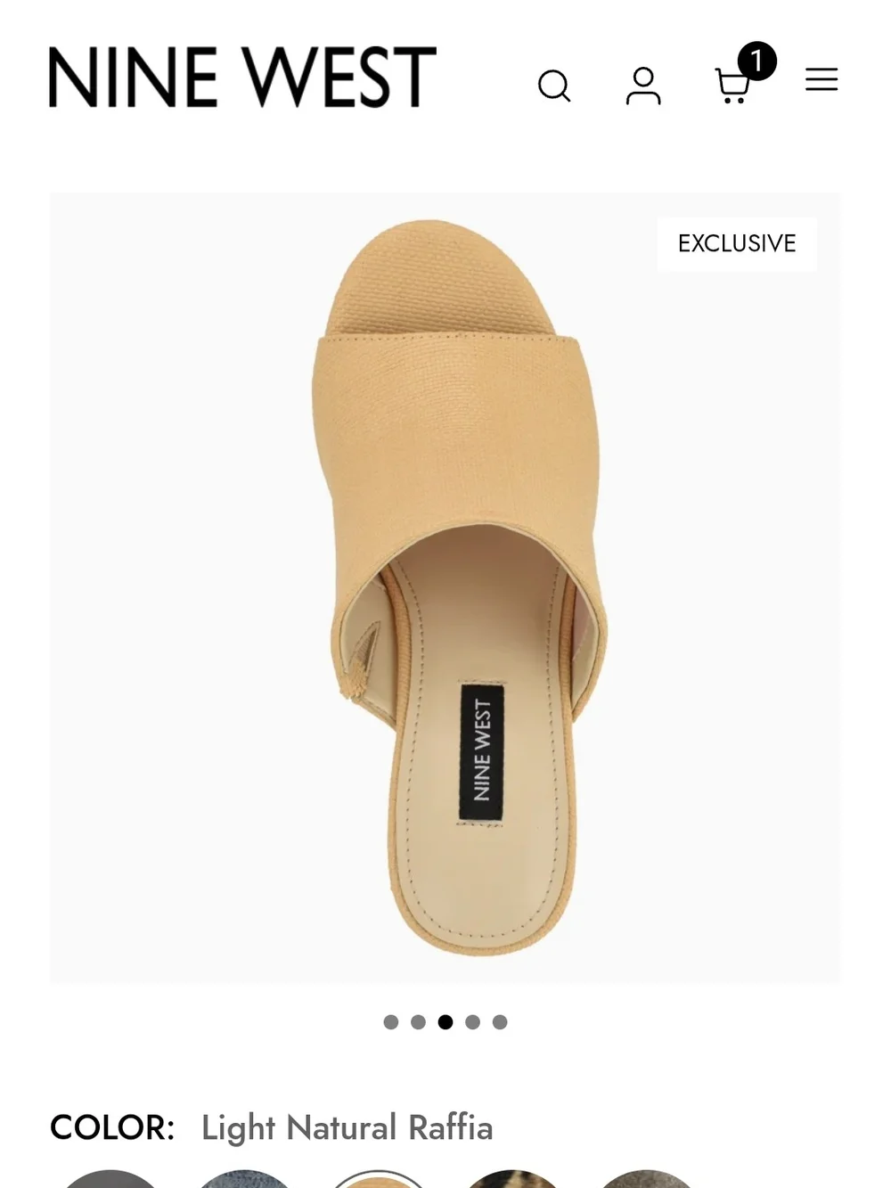 Nine West Beige Raffia Platform Slide Mule